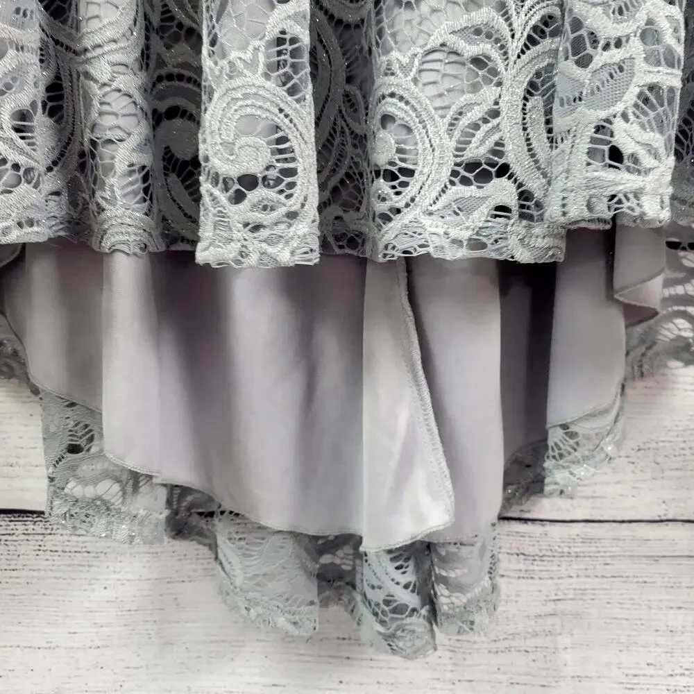 B.‎ Darlin Gray Lace Fairy Dress Junior Size 11/12